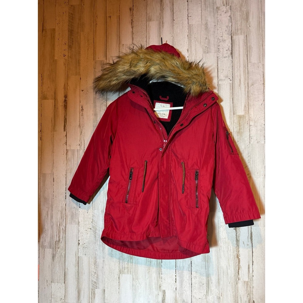 Zara Red Hooded Jacket with Detachable Wool Vest Size 7 NWOT